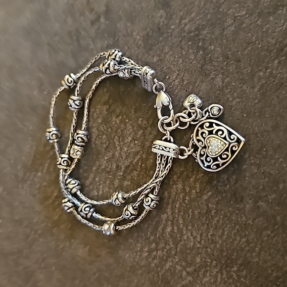 BRIGHTON Silver Plated Reno Multi-chain Heart Charm Tennis Bracelet - Picture 2 of 6